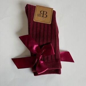 Baileys Blossoms Toddler Girls 2-3T‎ Wine Martha Bow Socks Knee High NEW